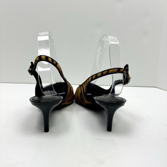 NEW MICHAEL Michael Kors Parker Flex Tiger Print Calf Hair Slingback Pump Shoes - Picture 7 of 12